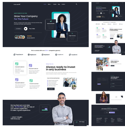 Professional corporate business website demo with modern design and corporate branding elements