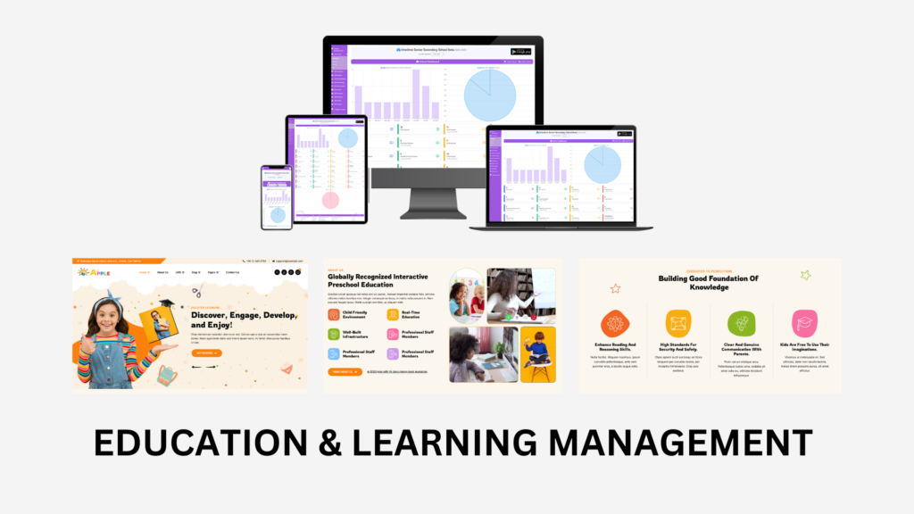 Modern education and learning management website design by Web Techiq showcasing intuitive interface and student-friendly tools.