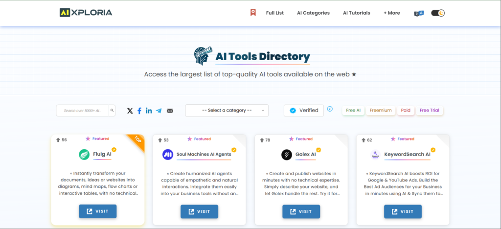 Aixploria AI Tools: 5,895+ Free AI Tools 2026