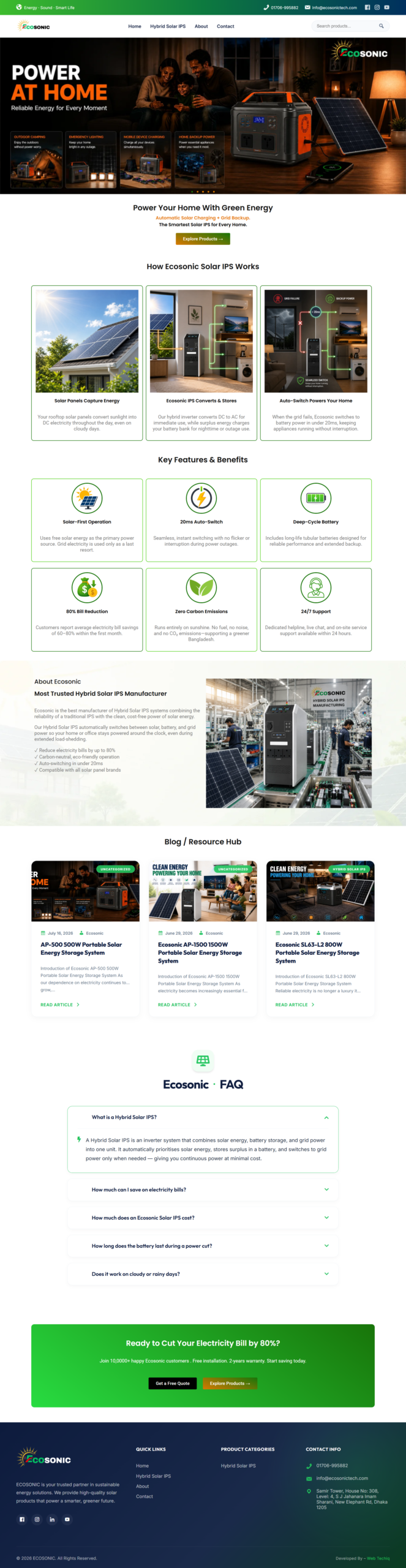 Ecosonic Tech – Custom Product Catalog Website Full Website Screenshot