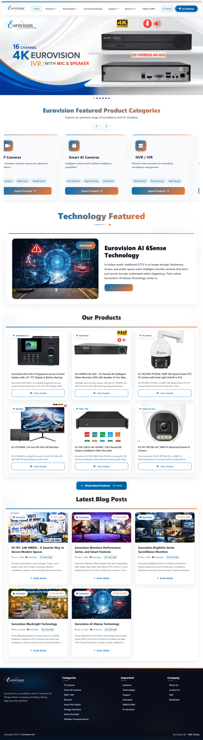 Eurovision IOT – Professional Product Catalog Website Full Website Screenshot